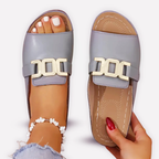 Aria - Women's Open-Toe Buckle Slide Sandals