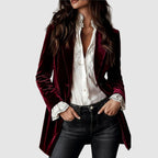 Ariel - Women's Single-Button Velvet Longline Blazer
