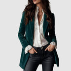 Ariel - Women's Single-Button Velvet Longline Blazer