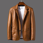 Arthur - Men's Leather Moto Jacket with Patch Pockets