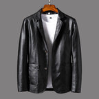 Arthur - Men's Leather Moto Jacket with Patch Pockets