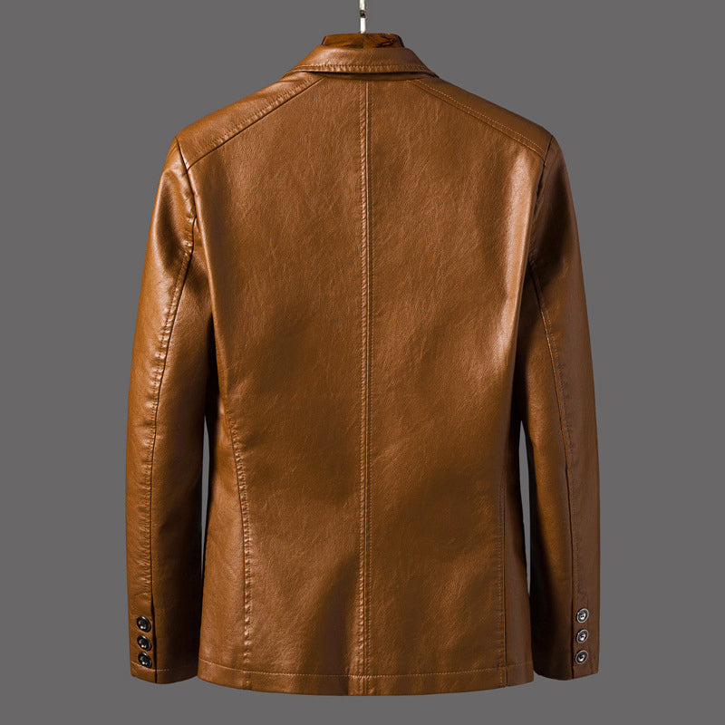 Arthur - Men's Leather Moto Jacket with Patch Pockets