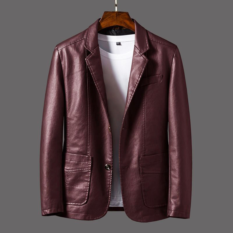 Arthur - Men's Leather Moto Jacket with Patch Pockets