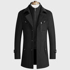Arthur - Men’s Stand Collar Layered Wool Blend Overcoat