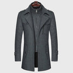 Arthur - Men’s Stand Collar Layered Wool Blend Overcoat