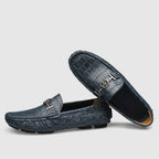 Aston - Men's Croc-Embossed Leather Loafers with Metal Bit