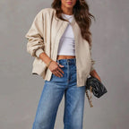 Aubrey - Women's Faux-Leather Bomber Jacket