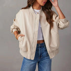 Aubrey - Women's Faux-Leather Bomber Jacket