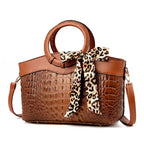 Audrey - Women's Croc-Embossed Round Handle Handbag