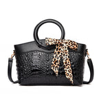 Audrey - Women's Croc-Embossed Round Handle Handbag