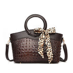 Audrey - Women's Croc-Embossed Round Handle Handbag