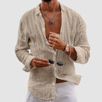 Austin - Men's Crinkled Linen Button-Up Shirt