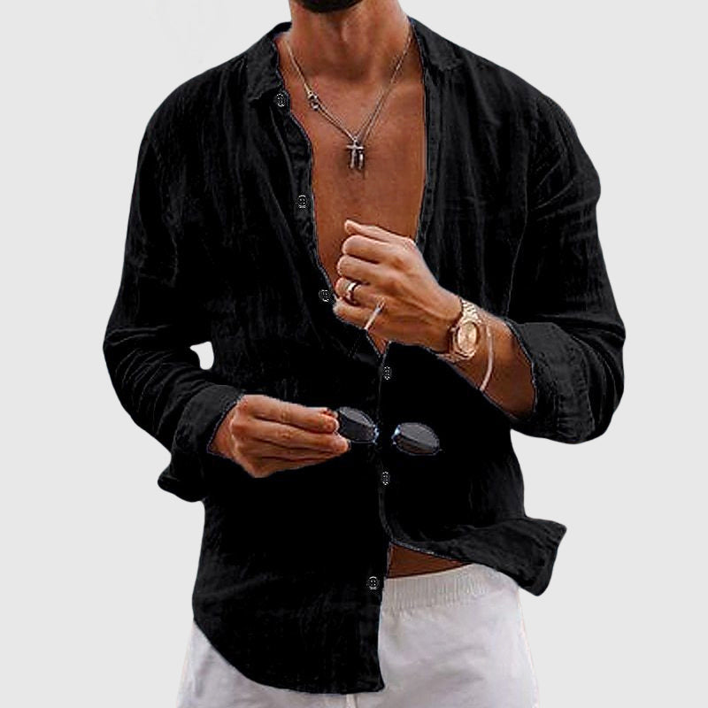 Austin - Men's Crinkled Linen Button-Up Shirt
