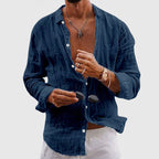 Austin - Men's Crinkled Linen Button-Up Shirt