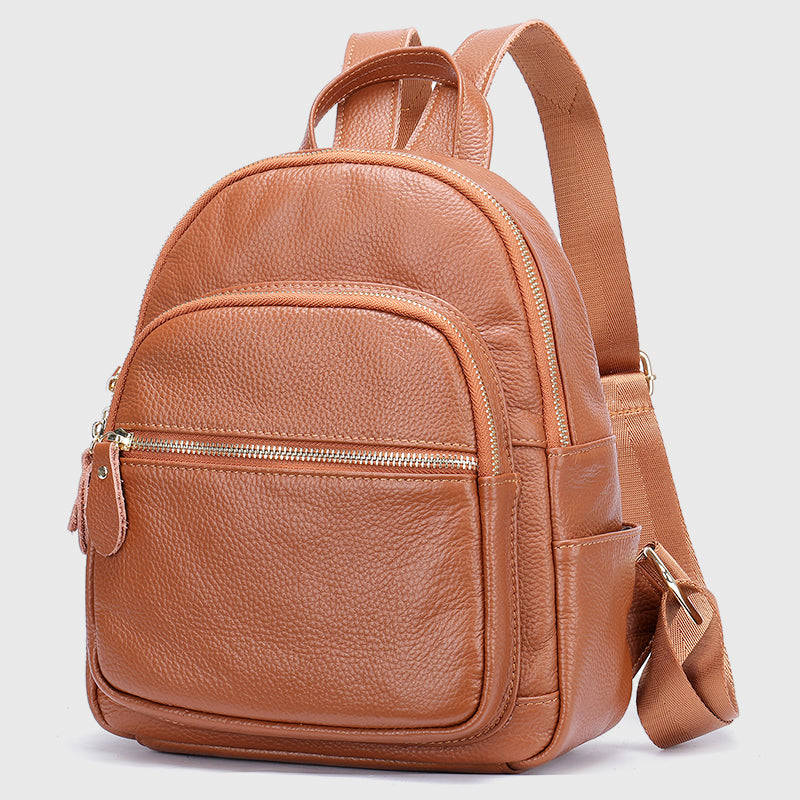 Ava - Women's Multi-Pocket Leather Backpack
