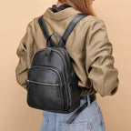 Ava - Women's Multi-Pocket Leather Backpack