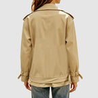 Aveline - Women's Double-Breasted Belted Short Trench Coat