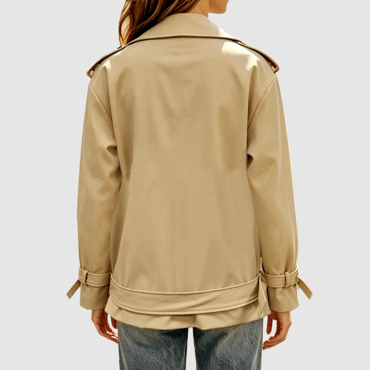 Aveline - Women's Double-Breasted Belted Short Trench Coat