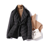 Bella - Women's Belted Shawl Collar Down Jacket