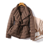 Bella - Women's Belted Shawl Collar Down Jacket