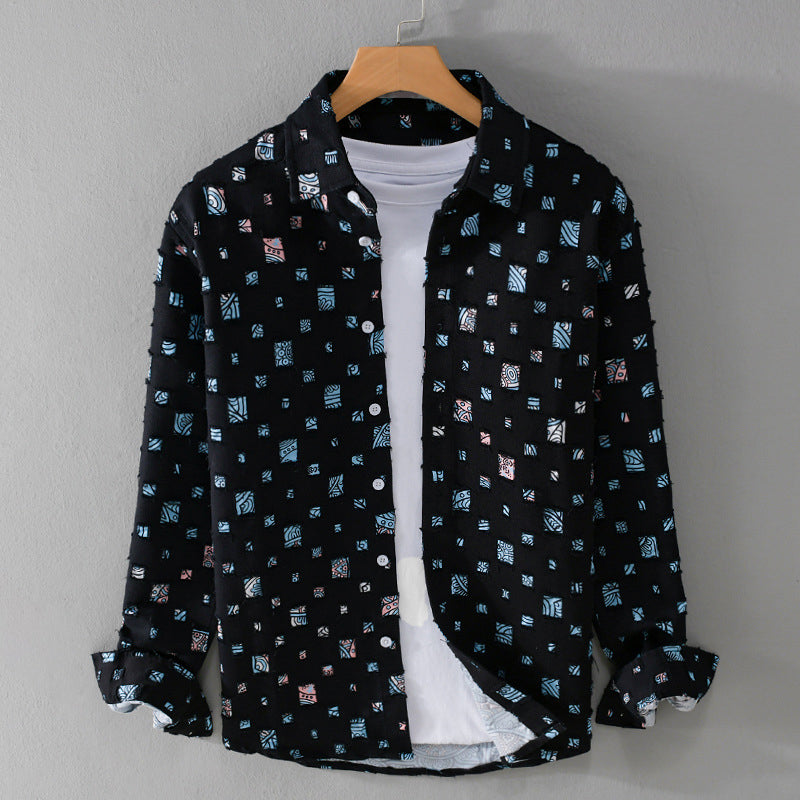 Benjamin - Men’s Frayed Plaid Pattern Casual Shirt