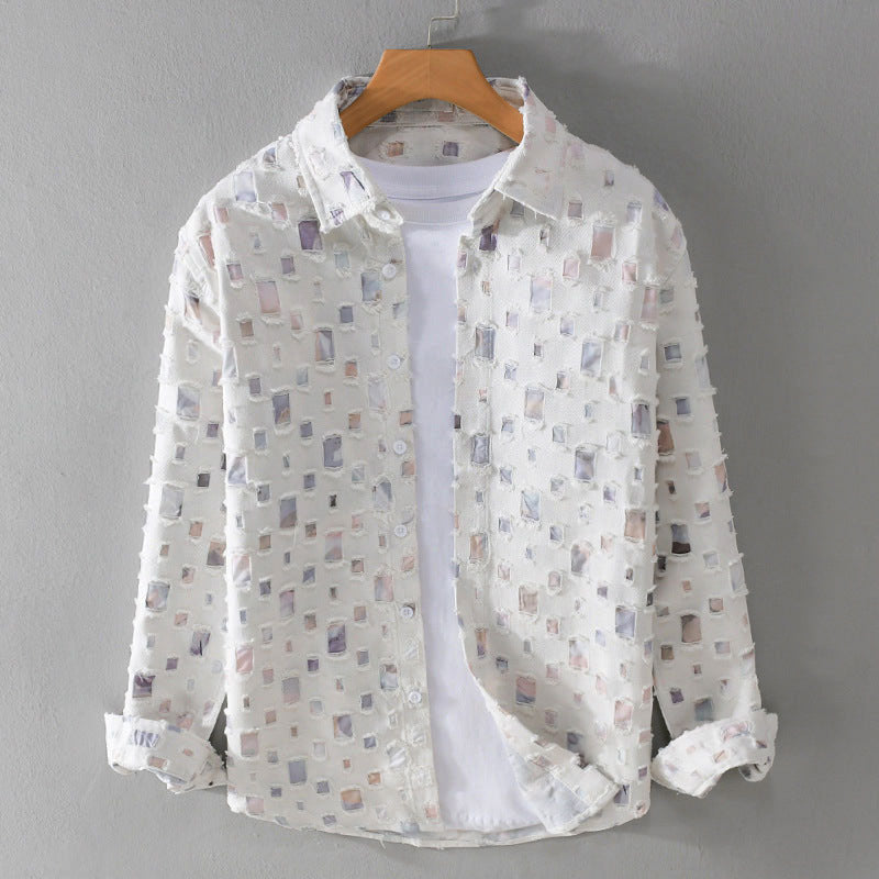 Benjamin - Men’s Frayed Plaid Pattern Casual Shirt