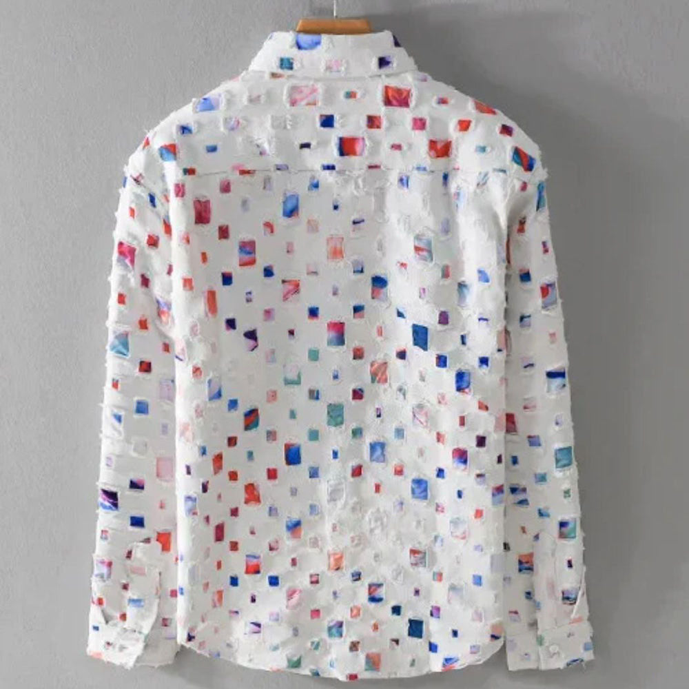 Benjamin - Men’s Frayed Plaid Pattern Casual Shirt