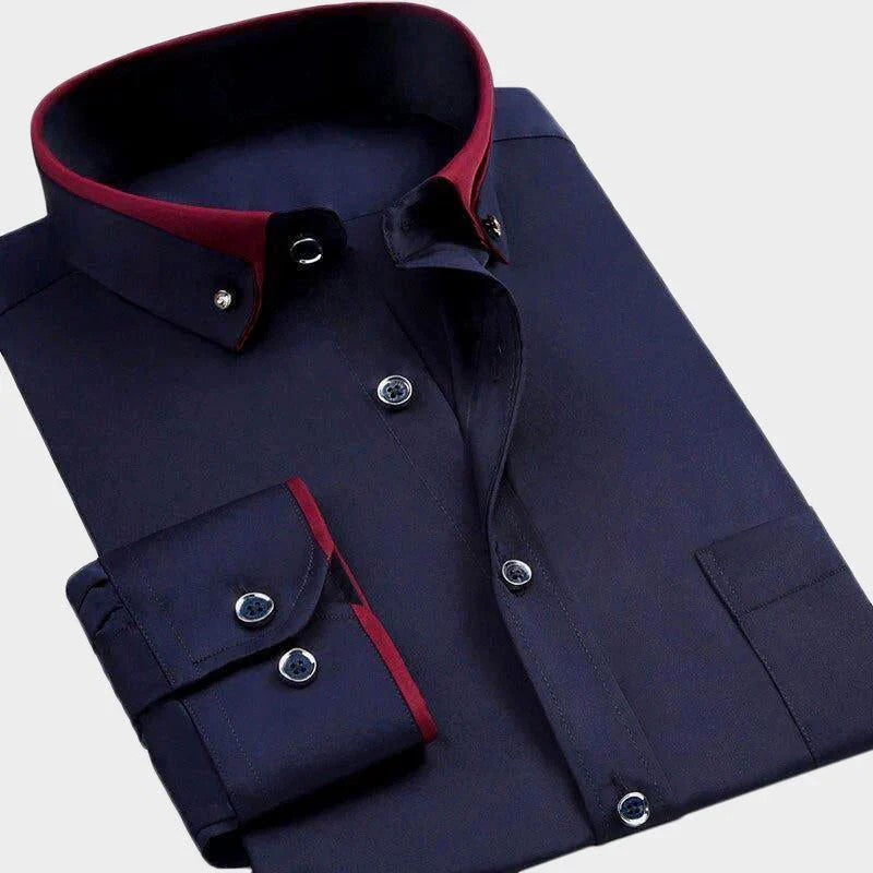 Brandon - Men's Contrast Trim Button-Up Shirt