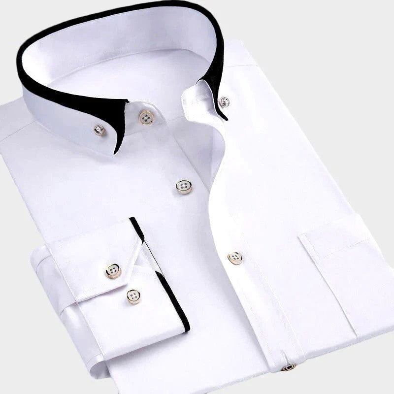 Brandon - Men's Contrast Trim Button-Up Shirt