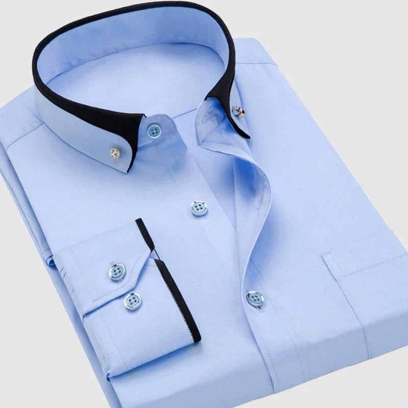Brandon - Men's Contrast Trim Button-Up Shirt