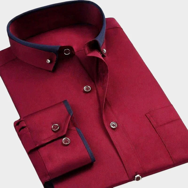 Brandon - Men's Contrast Trim Button-Up Shirt
