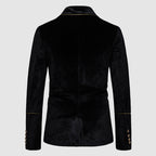 Brandon - Men's Double-Breasted Velour Suit with Gold Trim