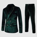 Brandon - Men's Double-Breasted Velour Suit with Gold Trim