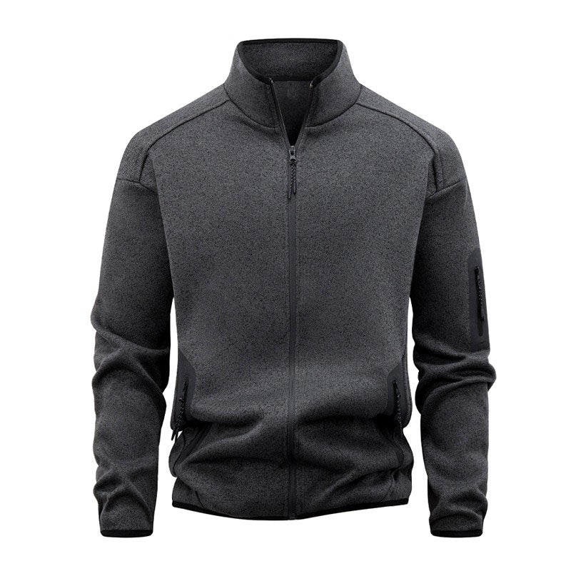Brayden - Men's Heathered Stand Collar Zip-Front Jacket