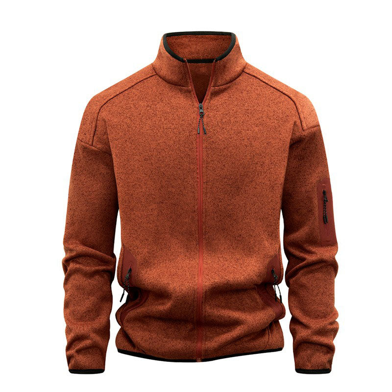 Brayden - Men's Heathered Stand Collar Zip-Front Jacket