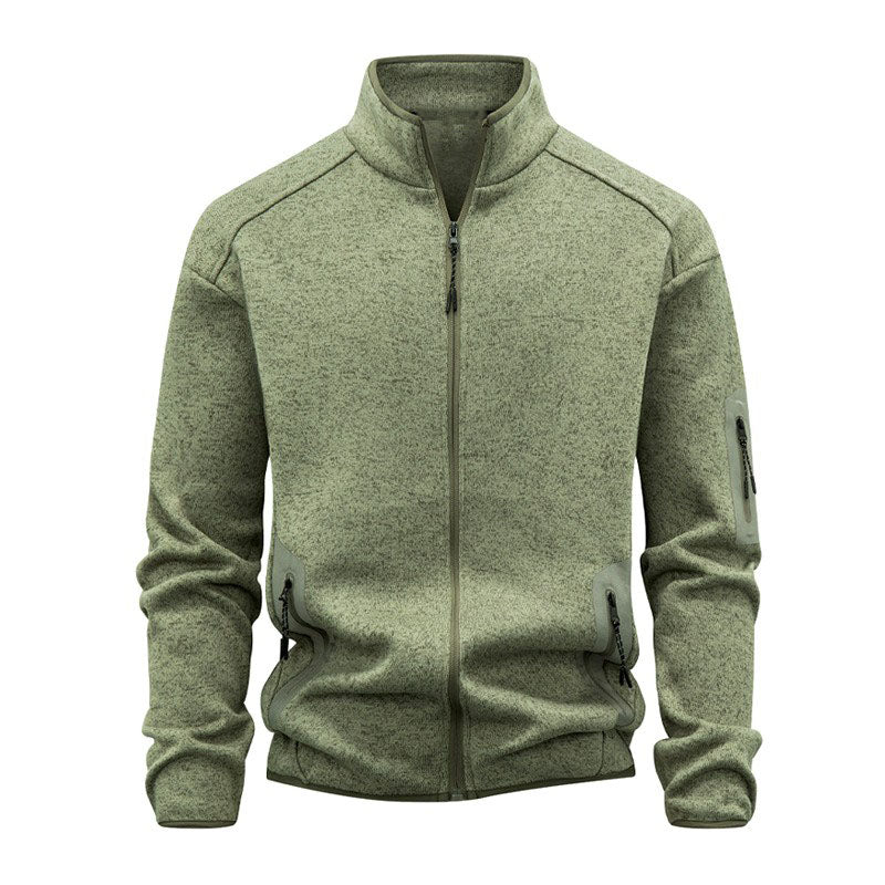 Brayden - Men's Heathered Stand Collar Zip-Front Jacket