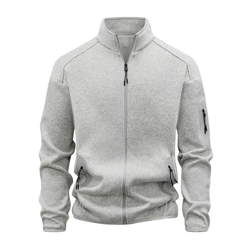 Brayden - Men's Heathered Stand Collar Zip-Front Jacket