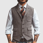 Caleb - Men's Herringbone Tweed Suit Waistcoat
