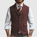 Caleb - Men's Herringbone Tweed Suit Waistcoat