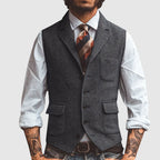 Caleb - Men's Herringbone Tweed Suit Waistcoat
