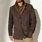 Caleb - Men's Vintage Suede Layered Collar Button Coat
