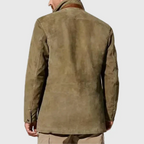Caleb - Men's Vintage Suede Layered Collar Button Coat