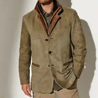 Caleb - Men's Vintage Suede Layered Collar Button Coat
