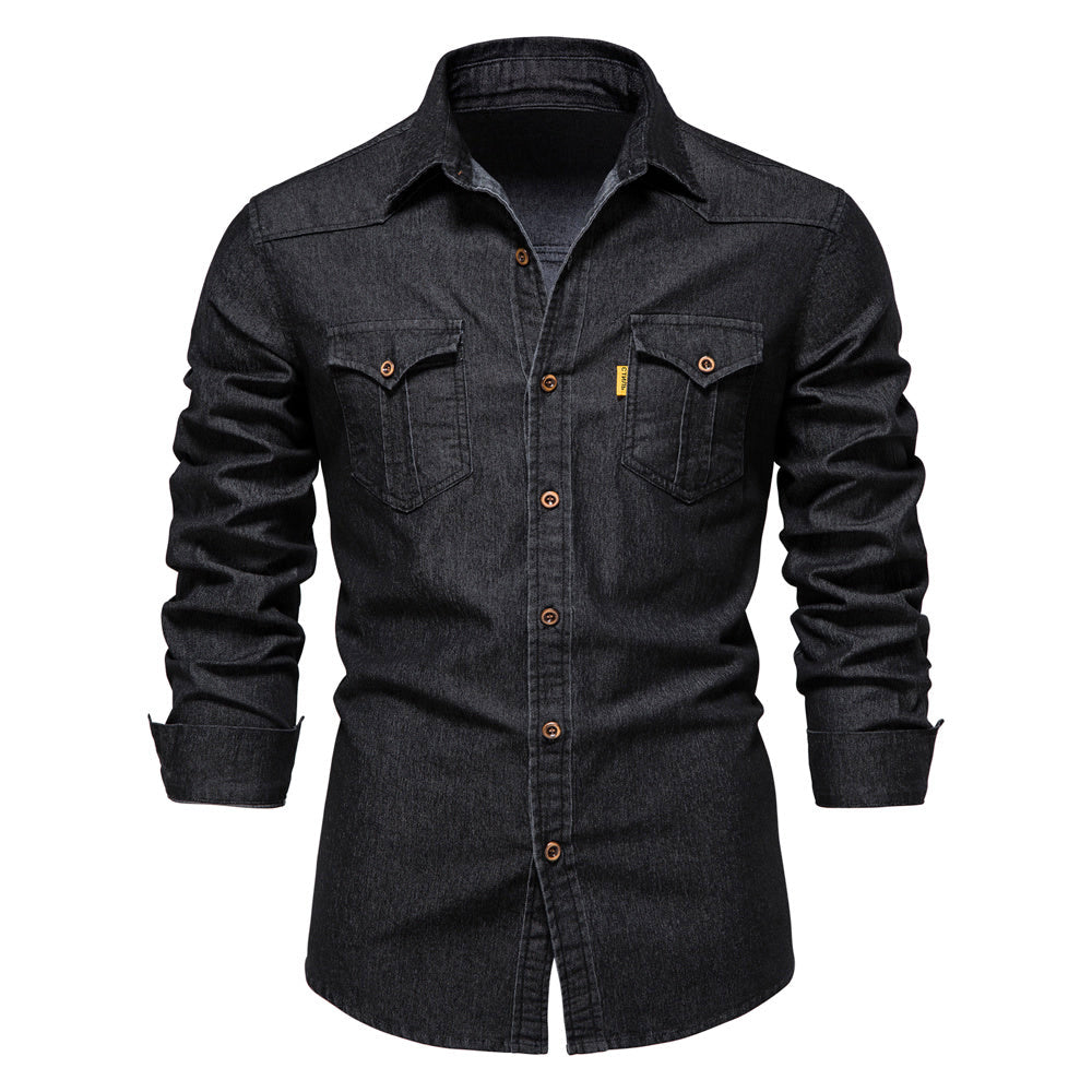 Caleb - Men's Classic Denim Long Sleeve Shirt