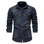 Caleb - Men's Classic Denim Long Sleeve Shirt
