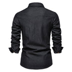 Caleb - Men's Classic Denim Long Sleeve Shirt