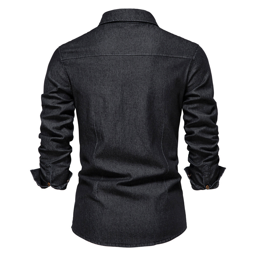 Caleb - Men's Classic Denim Long Sleeve Shirt