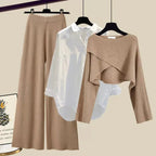 Callie - Women’s Three-Piece Knit Shirt and Trouser Set