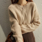 Carla - Women's Hand-Knit Cotton Crewneck Sweater