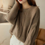 Carla - Women's Hand-Knit Cotton Crewneck Sweater